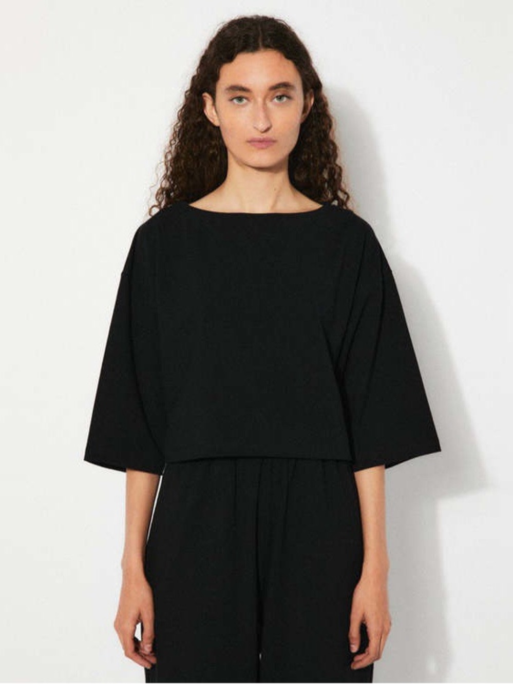 Rita Row Woman Black Cotton Relax Boxy MEDIUM Top Luxury Contemporary Minimal
